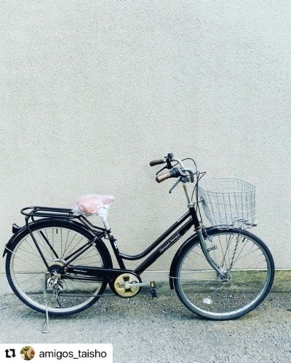 26インチのオートライトと6段変速がついてるママチャリです。後ろタイヤ、サドル、チェーン、前カゴ多数、新品に交換済み