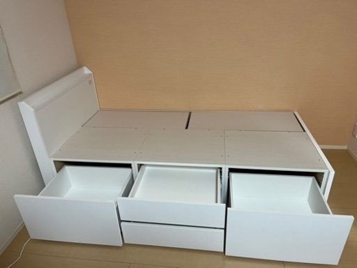 【超美品！】収納付きシングルベッドフレーム　マットレス付き