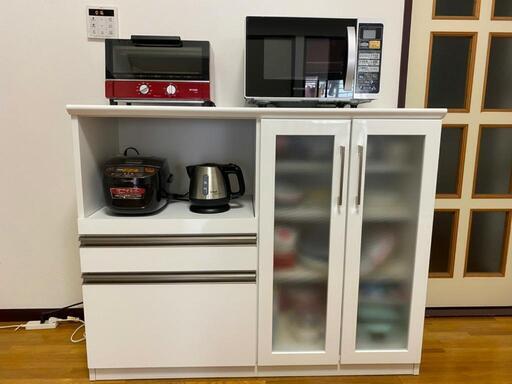 ［価格交渉可能です］島忠(シマチュウ)  カウンター マテリア １２０ＯＰ　ハイカウンター／幅120cm 白［食器棚・カップボード］