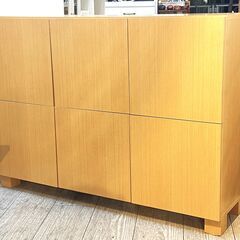薄型 6面キャビネット 2段 カウンター下 収納 サイドボード ...