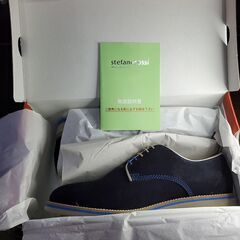 ステファノロッシ PLAIN ネイビー本革スエードシューズの画像