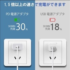  【2点セット】PD充電器 20W USB-C電源アダプタ PD急速充電ケーブルの画像