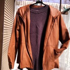 レディースフェイクレザーブルゾン・ニット・パンツ