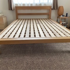 購入者決定しました。無印ダブルベッド　オーク
