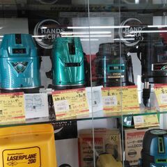 店頭案内　墨出器、回転レーザーコーナー　ハンズクラフト安佐北店