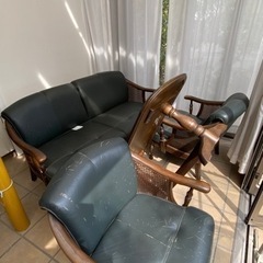 革張りソファ４点セット