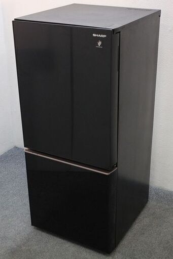 シャープ 2ドア冷凍冷蔵庫 137L ピュアブラック ガラストップ つけかえどっちもドア SJ-GD14E-B 2019年製 SHARP  中古家電 店頭引取歓迎 R5447)