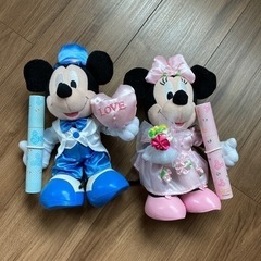 無料配送可能！ミッキー　ミニー　電報ぬいぐるみ