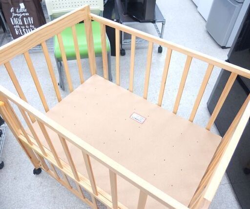 ② ベビーベッド ミニベッド 内寸60×90cm ヤトミ 木製 キャスター付き 新生児 赤ちゃん ベビー用品☆ 札幌市 北区 屯田