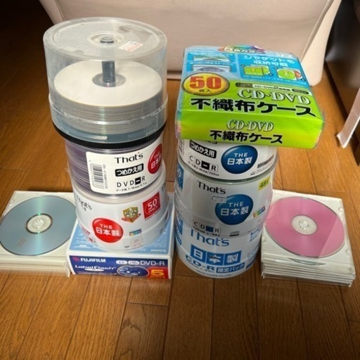 【新品】DVD-R 135枚、CD-R 159枚、不織布ケース50枚