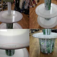  店舗什器 三段 棚 丸形 回転 北海道 物産展 ディスプレイ キャスター付き 観光 思い出 ラック 札幌 厚別店の画像