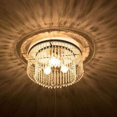シャンデリア　 LED 対応　クリスタル　アンティーク