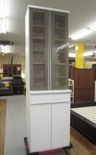 R093 高級 松田家具 スリム食器棚、幅60cm 美品