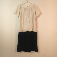 【美品】結婚式、二次会、お呼ばれ、キレイめAcuta バイカラーワンピースの画像