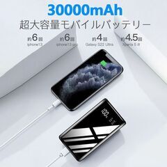 【新品・未使用】30000mAh 超大容量モバイルバッテリーの画像