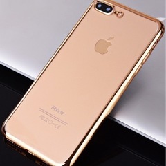 新品未使用　バンパー風背面クリアメタリックiPhoneケースiP...