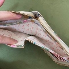 ツモリチサト　ドットフラワーネコ　折財布　ベージュの画像