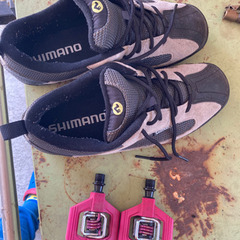 自転車　ビンディングペダル、シューズ