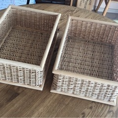 無印良品　かご収納　2点　ブリ材長方形バスケットの画像