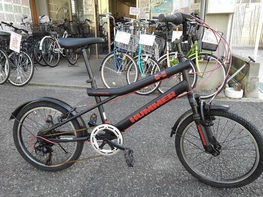 中古自転車１９２４  前後タイヤ新品！　ハマー　２０インチ　６段ギヤ　フロントサスペンション　ワイヤー錠　ライトは付属していません