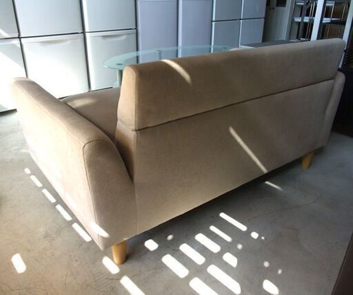 コンパクトソファ 2人掛けソファ サンドベージュ ファブリック 幅132cm 札幌市東区 新道東店