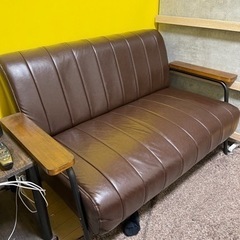 2人用合皮ソファ(Nシールド ステイン2KD DBR)の画像