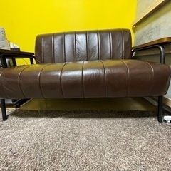 2人用合皮ソファ(Nシールド ステイン2KD DBR)の画像