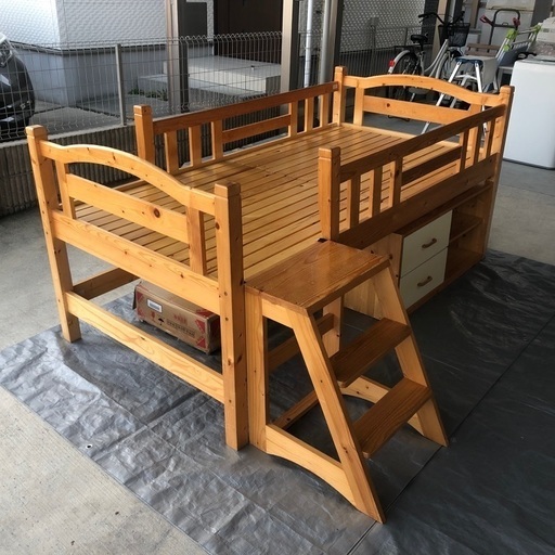 ニッセン 木製ロフトベッド（階段\u0026滑り台付き）