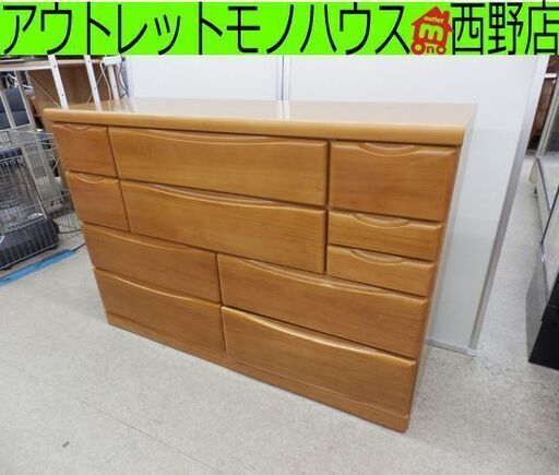 4段チェスト ワイド 幅140㎝ 木目調 ライトブラウン 箪笥 タンス たんす 三友ファニチャー 引き出し 札幌 西野店