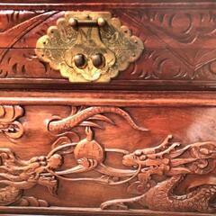 木箱　手彫り　龍模様　収納箱の画像