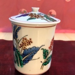 九谷焼　九谷陶泉　陶画　柄本暁舟　蓋付き夫婦湯呑み　100年前　骨董品　　の画像