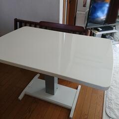 昇降式 鏡面白ダイニングテーブルの画像