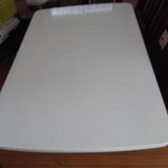 昇降式 鏡面白ダイニングテーブルの画像