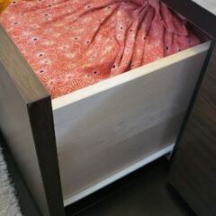 【収納付きベッド】クイーンサイズ 木製 ダークブラウン 中古の画像