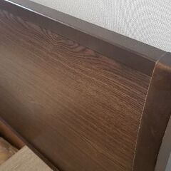【収納付きベッド】クイーンサイズ 木製 ダークブラウン 中古の画像
