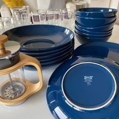 IKEA プレート 18枚セット、IKEAグラス5個、デュラレッ...