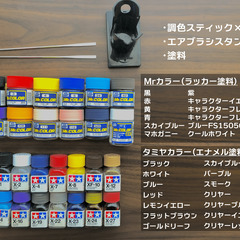 エアブラシセット（コンプレッサー+ハンドピース+塗装ブース+塗料＆溶剤ほか）の画像