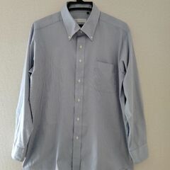 ■①長袖ワイシャツ　Yシャツ　ボタンダウン　ブルー　XL■