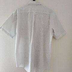 ■③半袖ワイシャツ　Yシャツ　ボタンダウン　白　ストライプ　XL■の画像