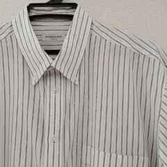 ■③半袖ワイシャツ　Yシャツ　ボタンダウン　白　ストライプ　XL■の画像