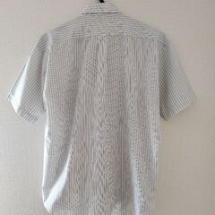 ■④半袖ワイシャツ　Yシャツ　ボタンダウン　白　ストライプ　形状安定加工■の画像