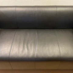 【3/27まで】 IKEA レザーソファー(2人用)ブラックの画像