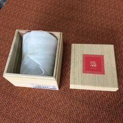 切子 kiriko 新品未使用品 フロストグラス 麻の葉 グリーン 伝統の器 織部 木箱付 の画像