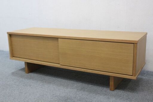 無印良品 オーク材AVラック薄型 引戸 幅110cm テレビボード ローボード