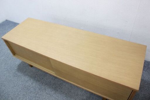 無印良品 オーク材AVラック薄型 引戸 幅110cm テレビボード ローボード
