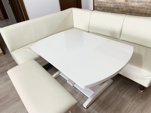 予約入りリビングダイニングソファ NSクリーン ニトリ&ベンチシート&昇降テーブル 4点セット