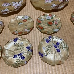 山本寛斎　四季の花　ガラス皿の画像