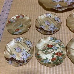 山本寛斎　四季の花　ガラス皿の画像