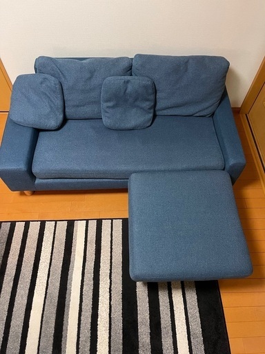 LOWYA [幅150] 2人掛け カウチソファ 全面カバーリング クッション付き