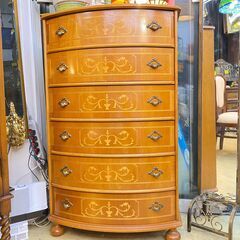 Made in ITALY 象嵌細工 丸脚 6段チェスト アンティーク クラシック